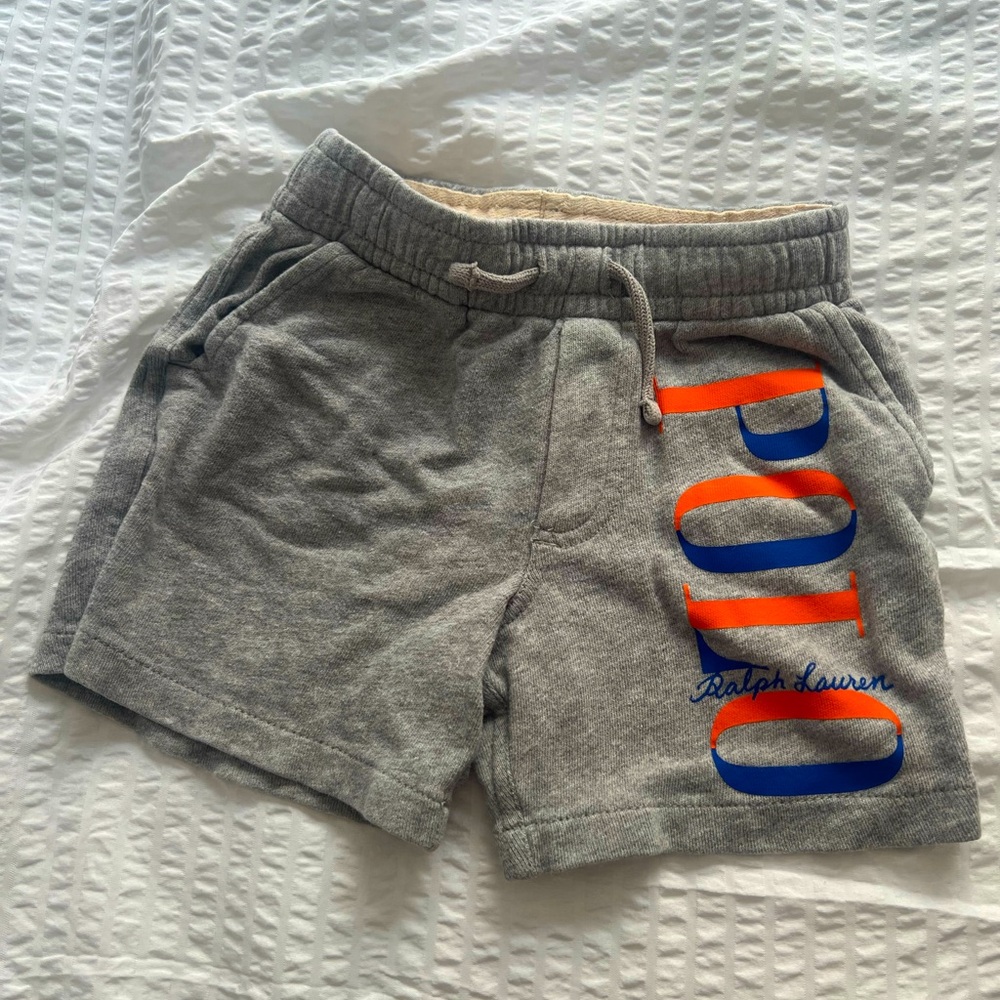 Ralph Lauren Kids Gray Shorts with Blue and Orange Logo